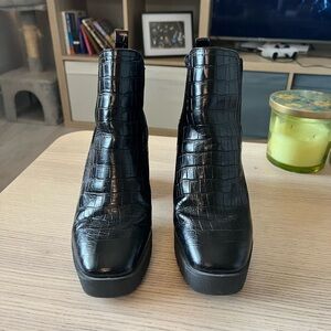 Aldo Black Ankle Boots with Polished Finish